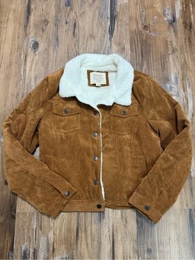 Ashley Sunrise Collextion  Sherpa-Lined Corduroy Jacket in Camel Brown